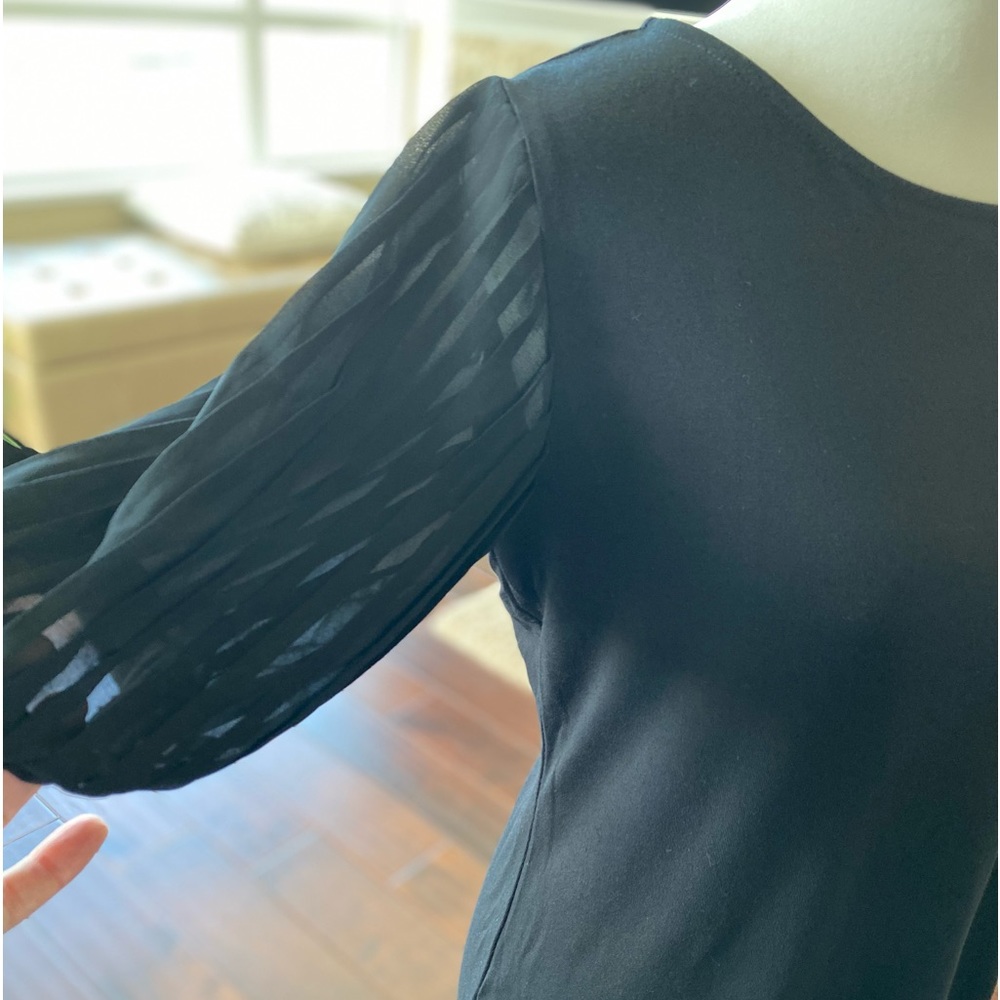 Tahari top with sheer sleeves